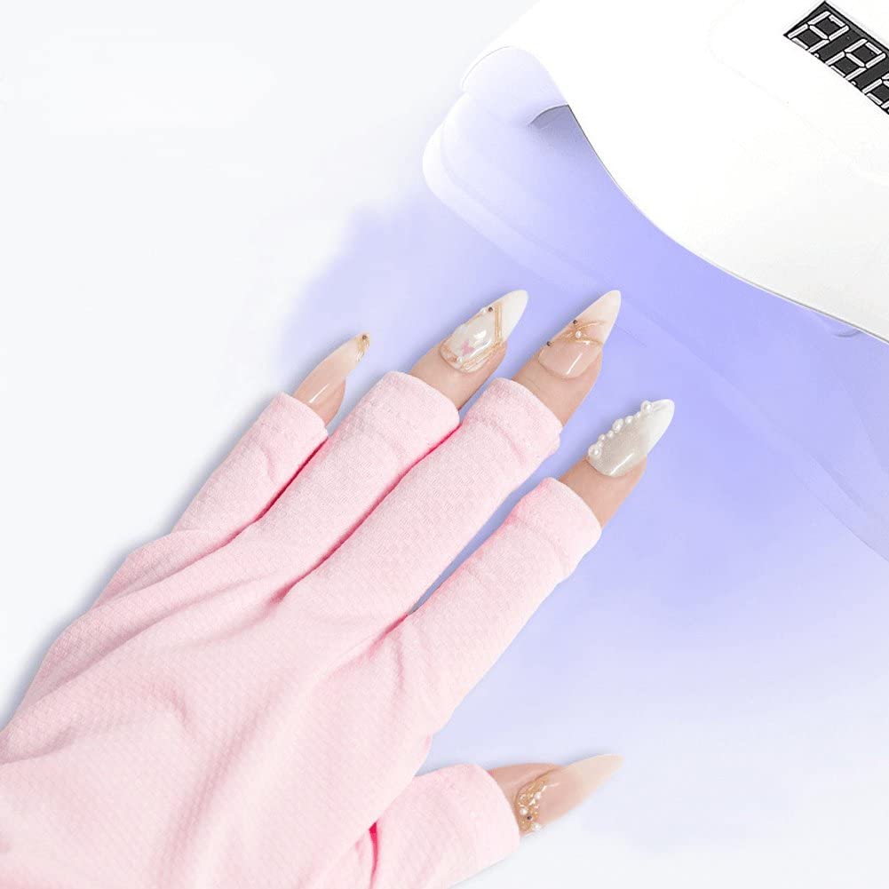 Amazon.co.jp: ネイルアートグローブ uv保護手袋 指先なし手袋 指